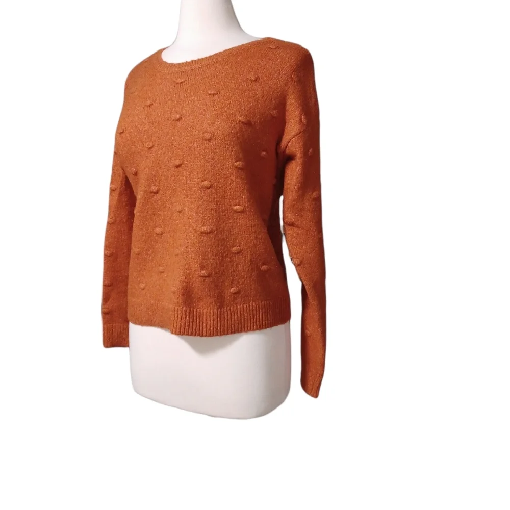 Love By Design S Crew Nwck Sweater Sweatshirt Burnt Orange Polka Dot Kni…